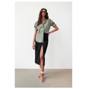 ZARA Back Cut Out Shirt Khaki S